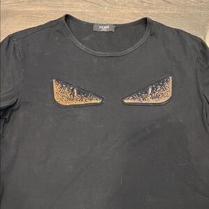 Fendi Black Top with Gold Eye Details